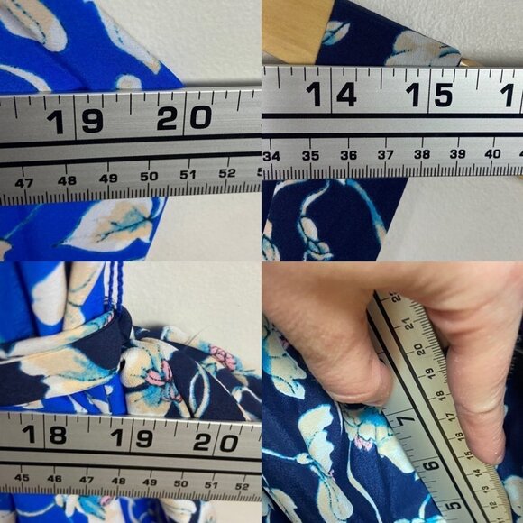New Eliza J Floral Bow Tie Back Midi Sundress Blue Size 16 Nordstrom Pocket boho - Picture 12 of 12